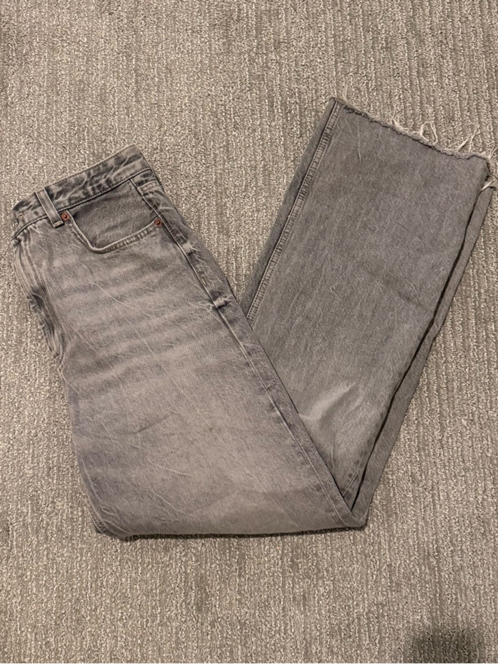 Grey Wide Leg High-Rise Jeans